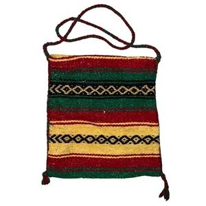 Mexican Blanket Rasta Purse Bag Red Green Yellow